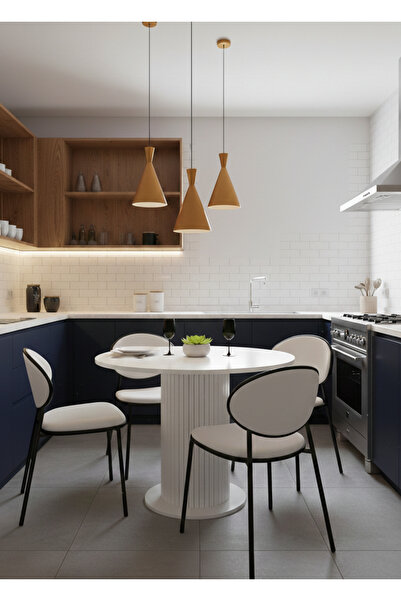 Arvessohome Güneş MDF Ayaklı 90cm Çaplı Yuvarlak Yemek Masası (SANDALYE YOK)