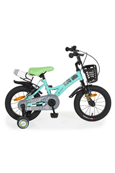byox Bicicletă Copii Robo Blue 14 Inch, 3-7 Ani, Frână V-Brake, Roți Ajutătoare