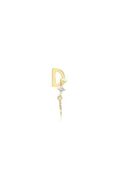 Bendis Design 14 Ayar Altın D Harf Piercing