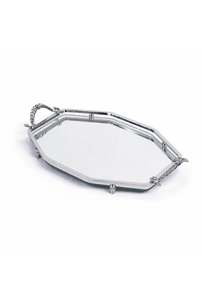 tepsiburda GÜMÜŞ SEKİZGEN AYNALI TEPSİ