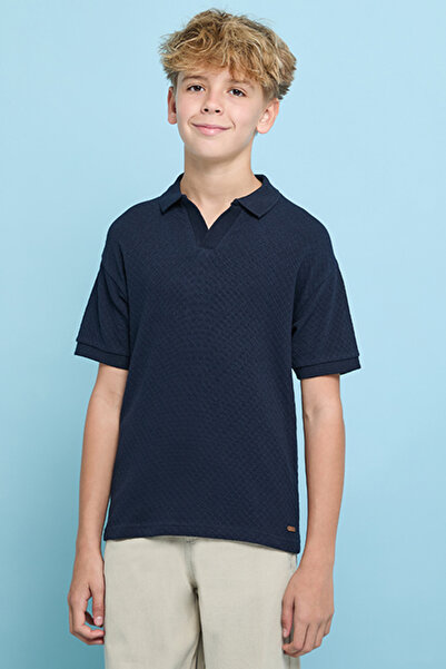 R&B Textured Polo T-Shirt With Short Sleeves