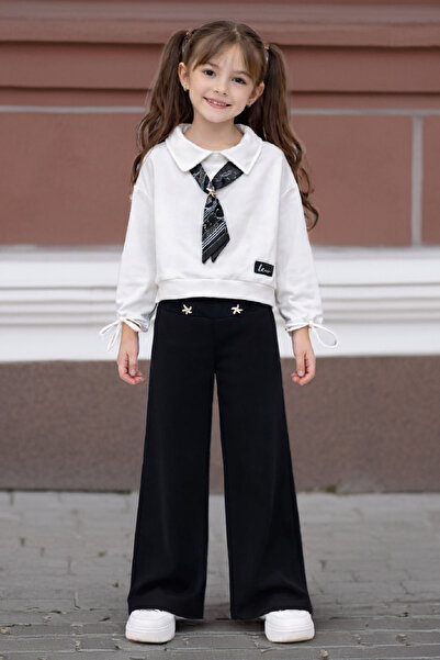 MODANINO Girl's Satin Scarf Detailed Top and Bottom Set 4-14 Years 12518Hc