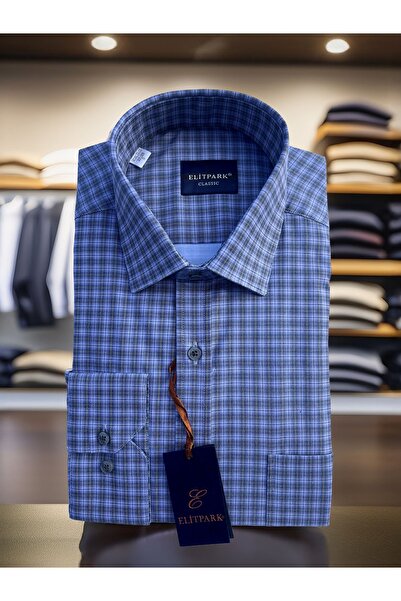 elitpark Kare Desenli / Ekose Pamuklu Cepli Erkek Gömlek