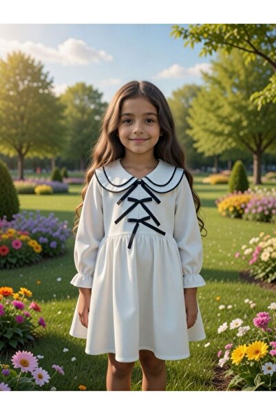 BİLGEN Style Girl's Dress, Festive, Baby Collar, Bowknot, Party, Ball Gown, S...