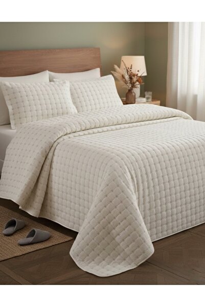 Serenova Double Quilted Bedspread Set Cream 250X260