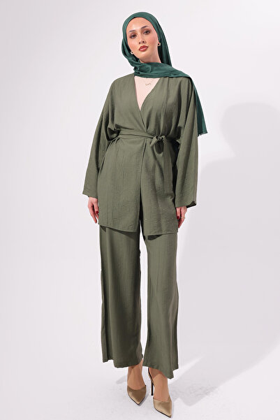 benguen Stone Detailed Double Set N7157 Khaki