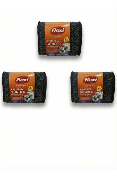 Flexi Akıllı Inox Sünger Seti (3 Paket) - Mutfak ve Bulaşık İçin Çizmeyen Etk...