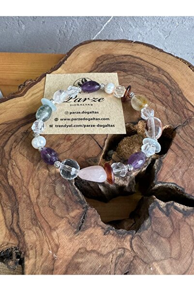 parze doğaltaş Natural Stone Design Bracelet (Quartz, Pearl, Amethyst, Amber)