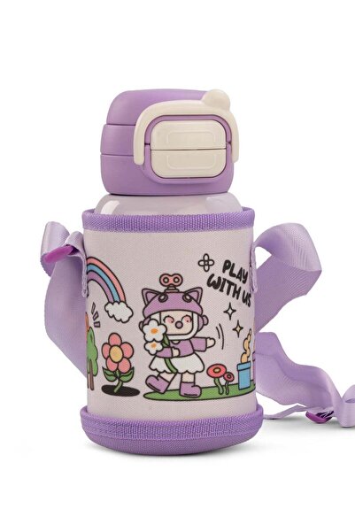 BAYBEE 2-in-1 550ml Baby Sipper Bottle, BPA-Free with Straw & Carry Pouch Purple