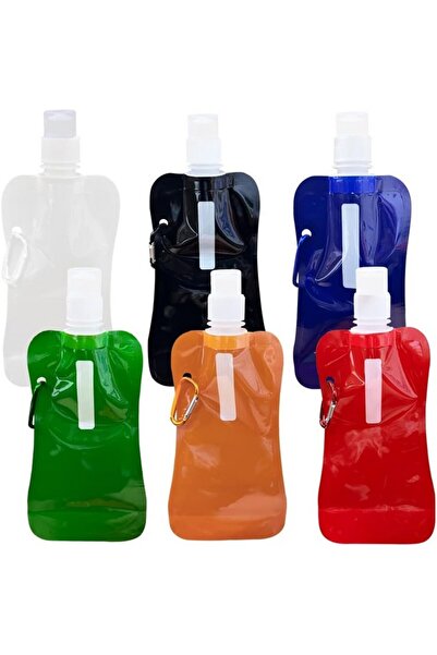 SUNSK Set of 6 collapsible water bottles, multicolor, reusable, for hiking, a...