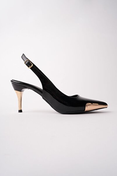 MUGGO Zenith Metal Toe Detail Pointed Toe Open Back Women's Heeled Shoes