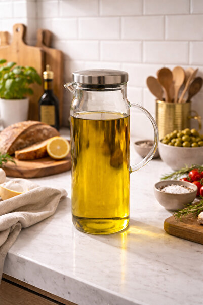 ALLEGRI وعاء زيت من الزجاج البوروسيليكات، وعاء للخل، غطاء معدني مفرغ من الهوا...