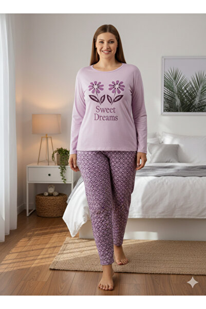 Miss Lale Pijama Women's light purple pajamas with Printed "Sweet Dreams"