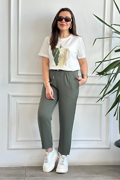 yb yağmur butik Παντελόνι με ελαστική μέση καρότο