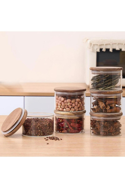 MİEN General Brands Akasya Borosilicate 6 Piece Round Glass Jar/Bowl 300ml -