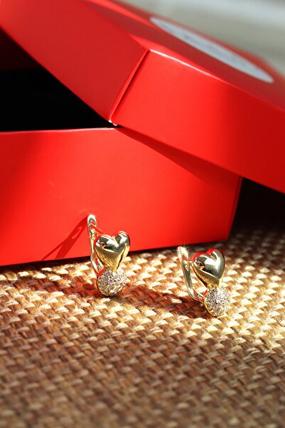 LUUL ATELIER XUPING Top Zirkon Taş 14K Gold Kalp Çelik Küpe
