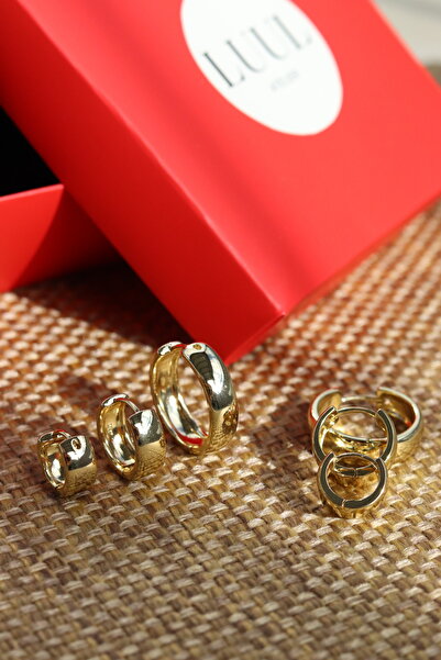 LUUL ATELIER XUPING Klasik Üçlü 14K Gold 10/15/20mm Halka Çelik Küpe