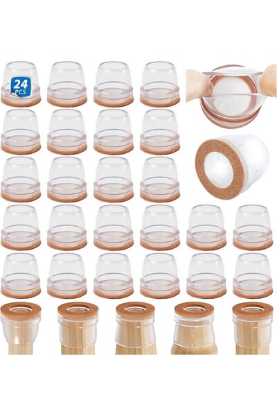 Ezprotekt Chair Leg Covers, 24 PCS 1" Transparent Silicone Chair Leg Floor Pr...