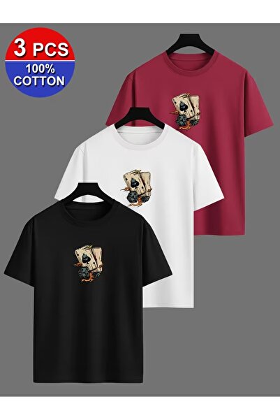 PAVRO Tricou unisex oversize cu imprimeu cu mai multe figuri tip T-shirt