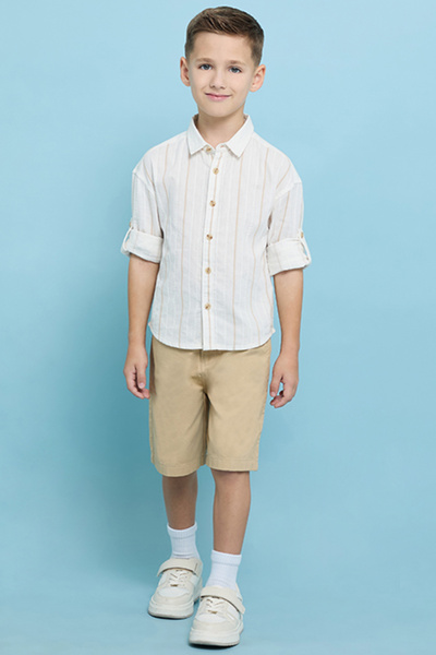 R&B طقم قميص وشورت مخطط متعدد الألوان للأولاد