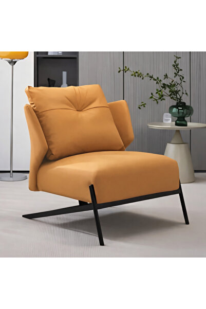 N.zone A modern lounge chair in a warm orange color with a padded Cushion and...
