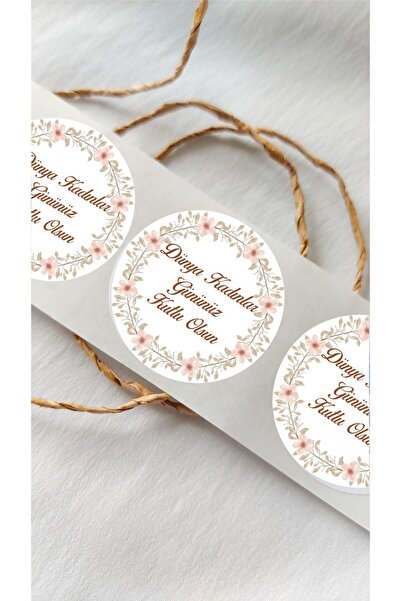 Piksel Grafik ملصق دائري مؤطر بالزهور لعيد المرأة - 24 قطعة من الملصقات للتزي...