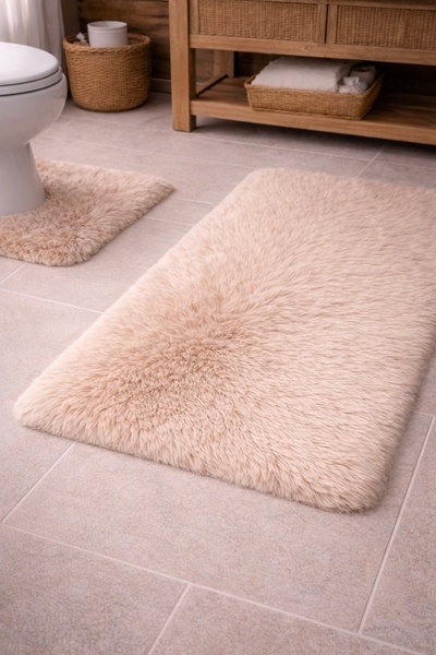 EYPRICH Kuzu Post Plush Bath Mat Set - Soft Silky Textured