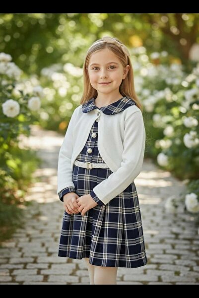 VİYOLİNA TRİKO HIRKALI EKOSE DESENLİ ELBİSE