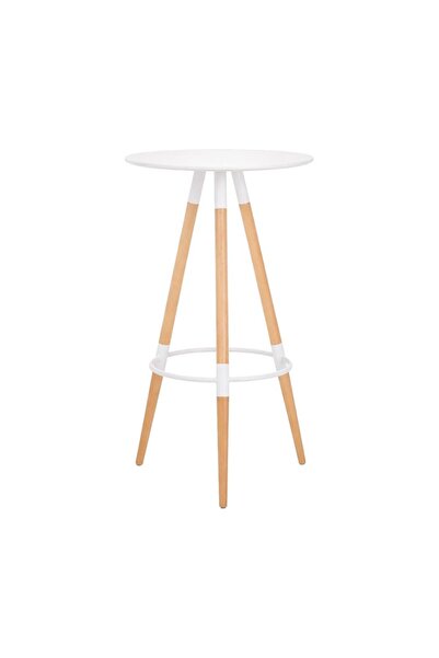 Homelux Bar table, 60x60x105 cm, white color, wooden legs, MDF top