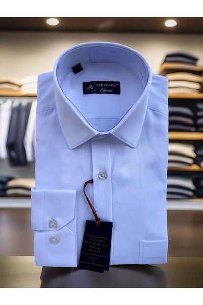 elitpark Pamuklu Cepli Beyaz Erkek Gömlek