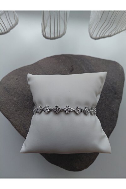 lavante butik kendini özel hisset Zircon Stone Clover Waterway Steel Bracelet