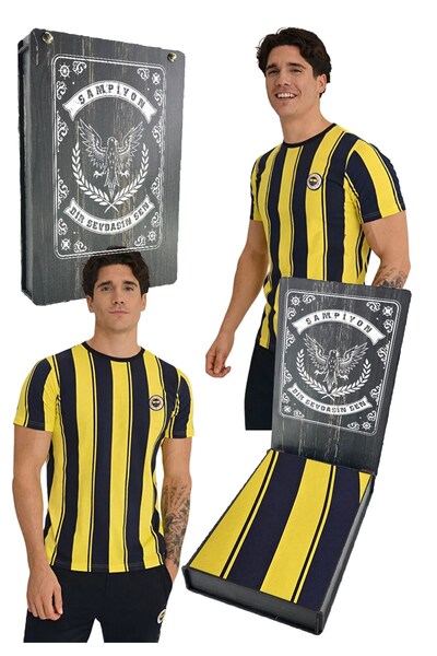 Fenerbahçe تي شيرت رجالي من نوع TRIBUN مع هدية صندوق ليزر
