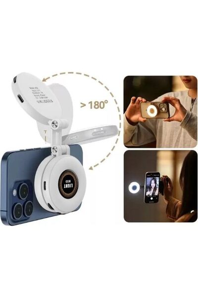 Unico MagSafe Manyetik Mini LED Selfie Işığı Şarjlı 3 Modlu Ayarlanabilir Parlaklık