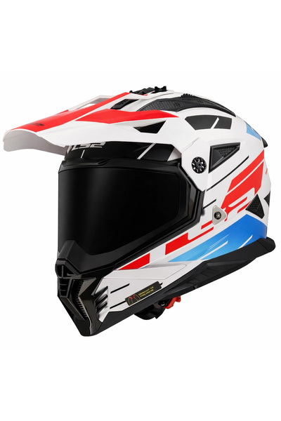 LS2 PIONEER 2 NAMIB BEYAZ-MAVİ-KIRMIZI KASK (SİYAH VİZÖR)