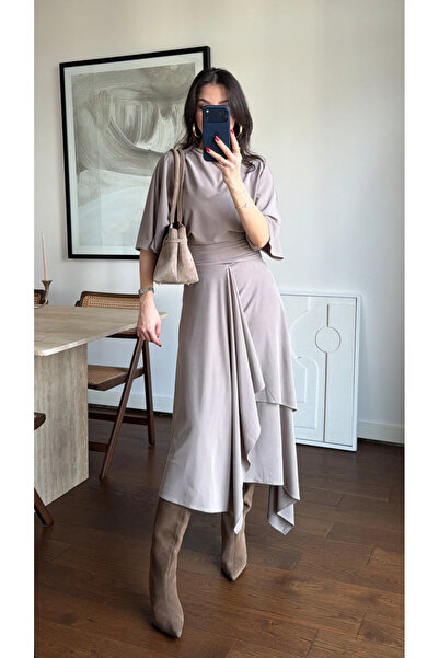 My Blog Mink Modal Waist Draped Asymmetrical Skirt Set - 30424