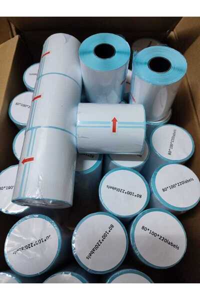 TOPTANTEK barkod etiket sticker 80x100 mm Lamine termal etiket 1 rulo 220 tam adet etiket