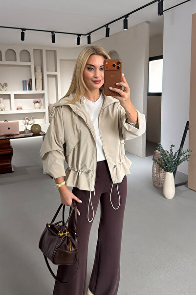 Sezgi Tekin Stone Coated Hooded Raincoat