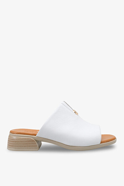 İNNABUTİKK Anisya Women's Genuine Leather Slippers - White