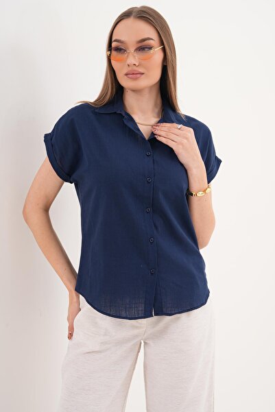 ŞİMAL Cămașă de in cu mânecă scurtă pentru femei 260178 -