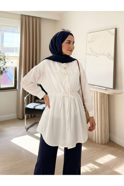 unika boutique Women's Drawstring Detailed Hijab Shirt