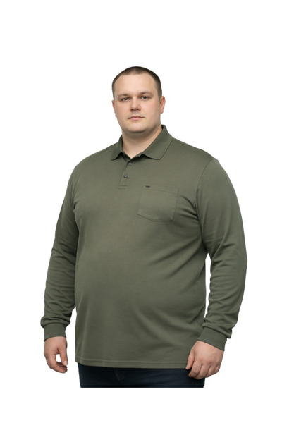 BattalModa Erkek Büyük Beden Haki Polo Yaka Pike Tişört 3XL-4XL-5XL-6XL-7XL-8XL