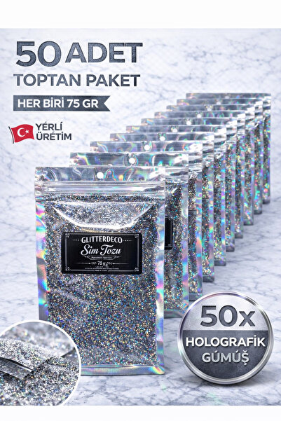 Glitter GlitterDeco Sim Tozu 75 gr x 50 Adet Toptan Paket | Renk Değiştiren G...
