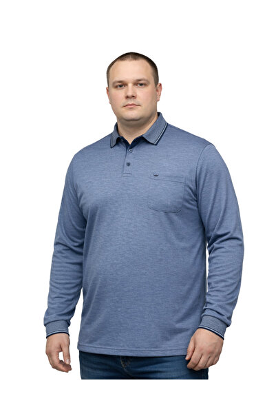 BattalModa Erkek Büyük Beden Melanj Havacı Polo Yaka Pike Tişört 3XL-4XL-5XL-...