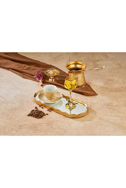 YzHome 2-Person Mirrored Gold Presentation Serving Tray Decorative Mirror Tray