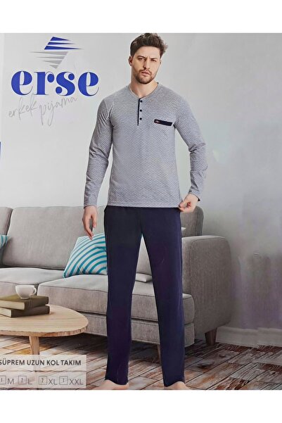 Erse %100 PAMUK MEVSİMLİK ERKEK PİJAMA TAKIMI
