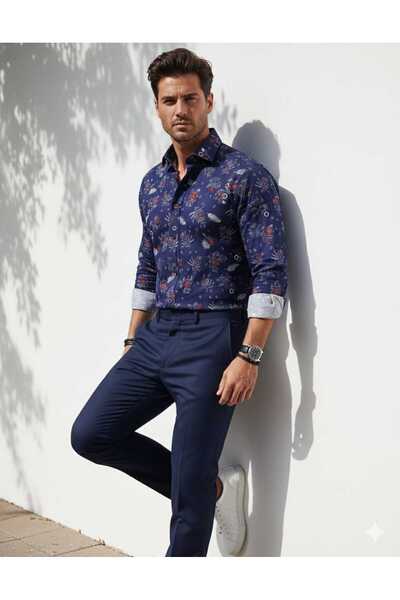 Louis Fabel Patterned Long Sleeve Men's Shirt