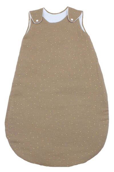 PRICHINDEL Muslin Sleeping Bag, No Filling, Metallic Dots, Beige