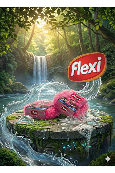 Flexi Akıllı Ayıcık Ovma Süngeri 2'li Paket - Pembe Renk Çizmez Sert Yüzey Te...