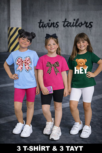 twins tailors Devojčin letnji set od 3 dela: majica i tajice, Pamuk komada, m...
