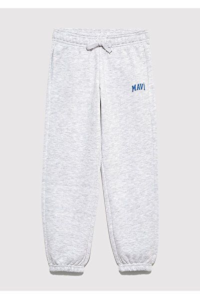 Mavi Children's Logo Printed Knitted Pants Light Gray 6010028-88467